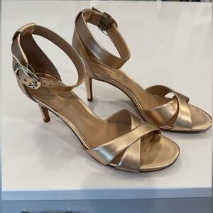 Elegant Rose Gold Strappy Heels 7-1/2 EUC